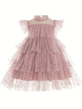 Pink Toddler Girls Sequin Ruffle Trim Layered Tutu Dress