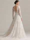 Trumpet Mermaid Long Sleeve Beading Detachable Train Wedding Dress
