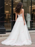 Lace A Line Tulle Sleeveless Sweetheart Wedding Dress
