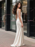 Lace Trumpet Mermaid Deep V Neck Backless Wedding Dress