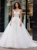 Lace & Tulle A Line Spaghetti Straps Wedding Dress