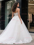 Lace & Tulle A Line Spaghetti Straps Wedding Dress