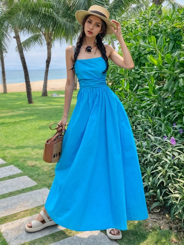 summer comfortable maxi dresses Summer Maxi Dress Bohemian Chic, Loose Fitting Goddess Beach Wedding Slip Gown, One Size Elegance Comfort, Cool Lightweight Breezy Wide Fit