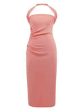 Flattering Halter Sleek Blue Dress