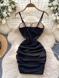 Delicate Lace Strappy Black Mini Dress