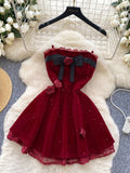 Vintage Rose Embellishments Burgundy Red Dress