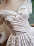 Satin White Short Butterfly Off The Shoulder Appliques Homecoming Dress