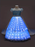 LED Sequin Decor Puff Sleeve Cosplay Costume Tulle Dress