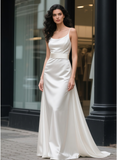 Trumpet Mermaid Satin Spaghetti Straps Wedding Dress