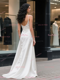 Trumpet Mermaid Satin Spaghetti Straps Wedding Dress