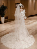 Trumpet Mermaid Sweetheart Lace Puffy Sleeve Wedding Dress