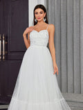Backless Tulle Butterfly A Line Layers Wedding Dress
