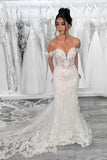 Sheer Off The Shouder Lace Mermaid Wedding Dress