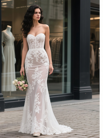 Trumpet Mermaid Lace Sweetheart Wedding Dress