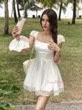 Lace Flattering Mini White Sundress