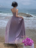 Summer Flowy Silhouette Lavender Maxi Dress