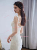 Trumpet Mermaid Sleeveless Lace Straps Wedding Dress