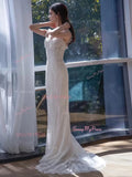 Trumpet Mermaid Sleeveless Lace Straps Wedding Dress