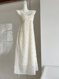 Adjustable Straps Dots Light Beige Long Skirt Dress