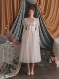 Long Sleeve Lace Vintage Flower A Line Tulle Wedding Dress