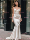 Trumpet Mermaid Satin Knot Spaghetti Straps Wedding Dress
