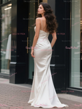 Trumpet Mermaid Satin Knot Spaghetti Straps Wedding Dress
