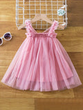 Toddler Girls Shirred Rainbow Princess Puffy Dress