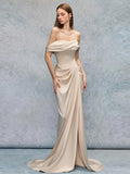 Off The Shoulder Satin Trumpet Mermaid Wedding Dress