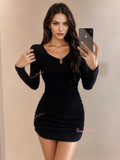 Black Long Sleeves Mini Bodycon Dress