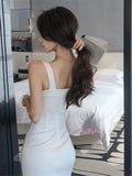 Lace White Fitted Midi Dress