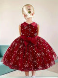 Red Toddler Baby Girl Snowflake Christmas Princess Dress
