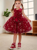 Red Toddler Baby Girl Snowflake Christmas Princess Dress