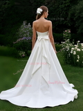 Simple Satin A Line Sleeveless Wedding Dress