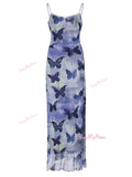 Floor-Length Comfortable Butterfly Print Dress