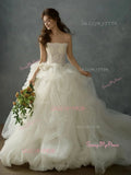Tulle Strapless A Line Appliques Sheer Wedding Dress