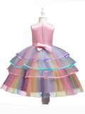 Girls Unicorn Colorful Print Mesh Princess Tutu Dress