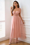 A-Line Tulle Blush Corset Sweet Party Dress
