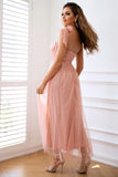 A-Line Tulle Blush Corset Sweet Party Dress