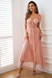 A-Line Tulle Blush Corset Sweet Party Dress