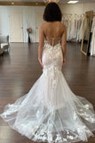 Sweetheart Trumpet Mermaid Lace Champagne Wedding Dress