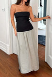 Whimsical Elegance Two-Tone A-Line Midi Dress