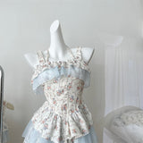 Beautiful Layered Skirt Playful Floral Dress