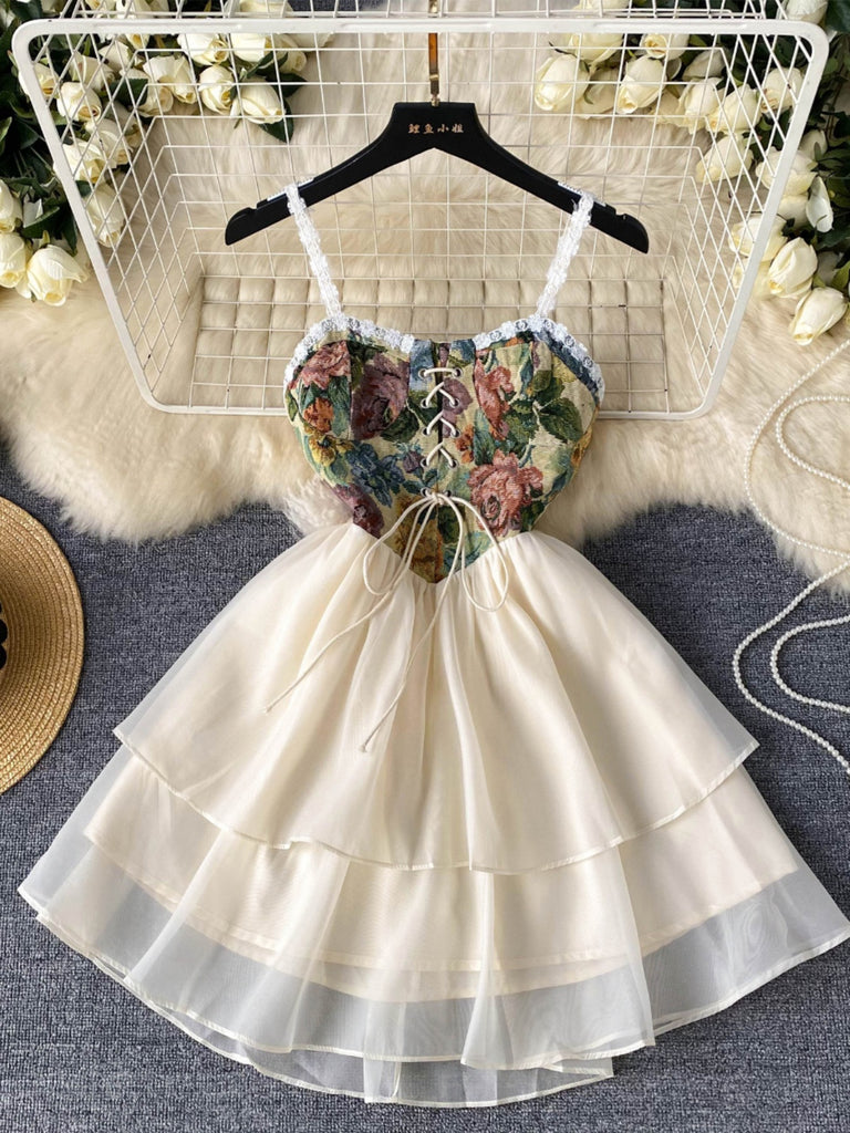 tulle dress with corset top Duntery Slit Corset Top Beaded Applique Strapless Tulle Dress, Daffodil
