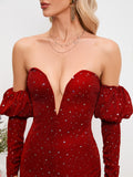 Ruby Red Puff Sleeve Party Mini Dress