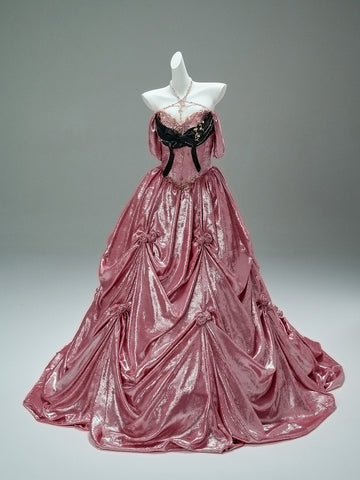 A Line Flower Beading Pink Halter Prom Dress