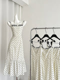 Lace Trim Ruffled Hem Polka Dot Dress