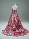 A Line Flower Beading Pink Halter Prom Dress