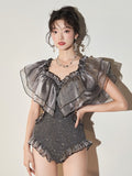 Women's One-Shoulder Ruffles Bikini Swimsuit