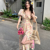 Vernal  Flowery Summer Breeze Maxi Dress