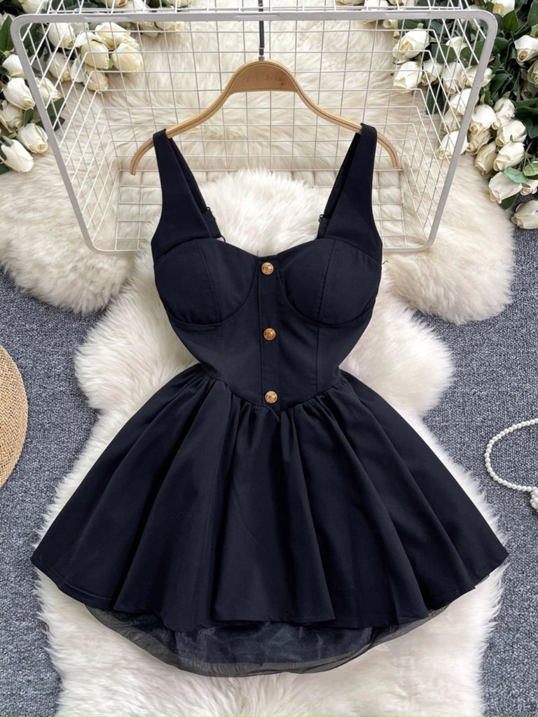 Flattering Bodice Black Sleeveless Mini Dress L Flattering Bodice Black Sleeveless Mini Dress L